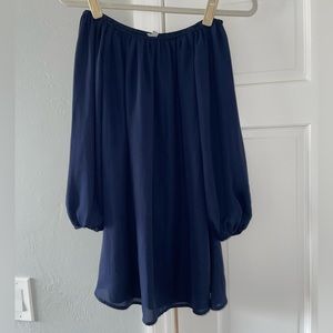 Urban Outfitters Navy Off the Shoulder Mini Dress